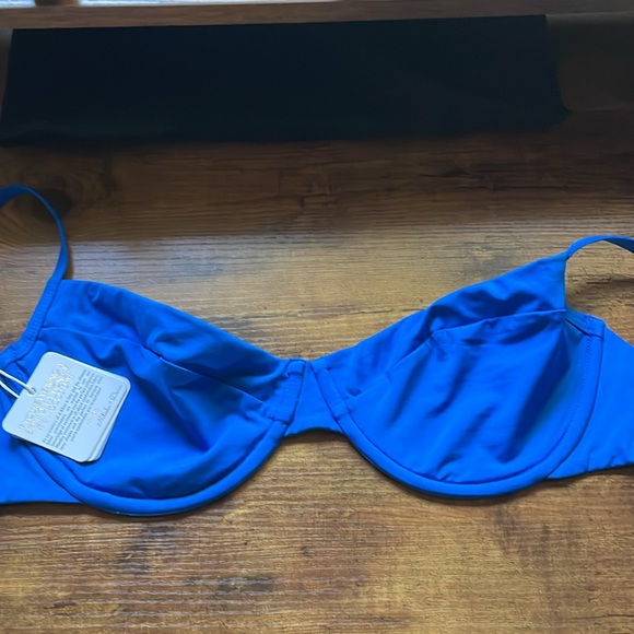 NWT Monday Swimwear Maui Bikini Underwire Bra Top Azure Blue Jersey Large NEW - Picture 2 of 4